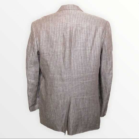 100% Linen Pinstriped Perry Ellis Blazer - Picture 2 of 7